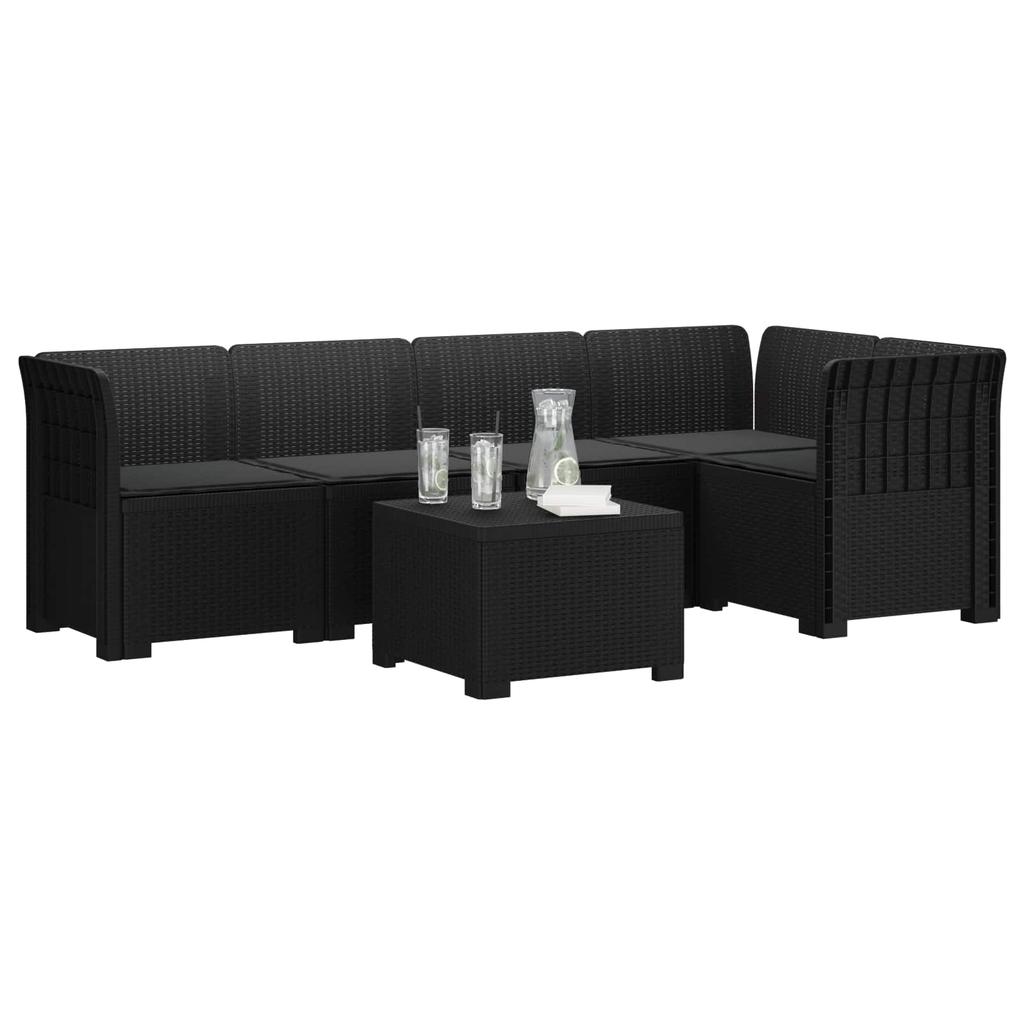 5 Seater Garden Sofa with Cushions Rattan Look PP Anthracite