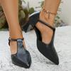 Leisure Pumps Sandals Female Office Career Strange High Heels Pointed Toe Shoes Women Leather Slip On Summer Sandals Plus Size