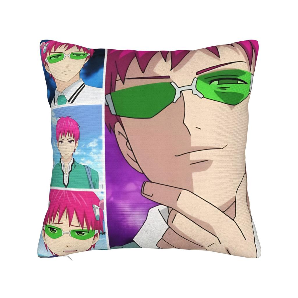 Saiki Kusuo Yare Yare Square Pillow Case Cushion Cover Vintage Zipper Decor Throw Pillow Case Cover for Home 45x45cm