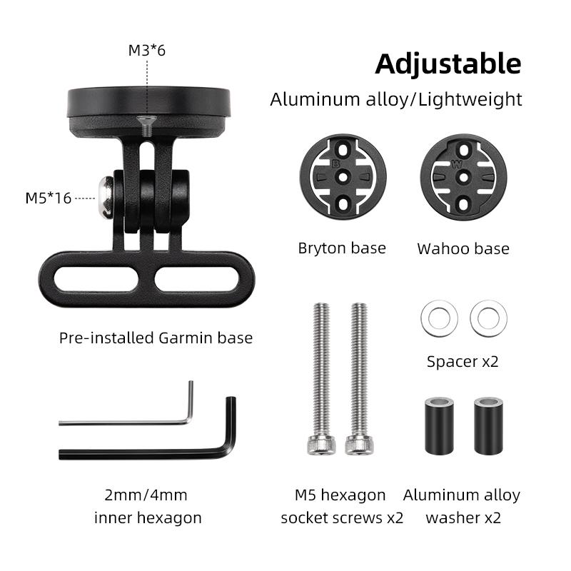 ROCKBROS Bike Bracket Front Light Lamp Holder Aluminum Alloy Extension Holder for Bicycle Computer Wahoo Bryton Garmin Bracket 7