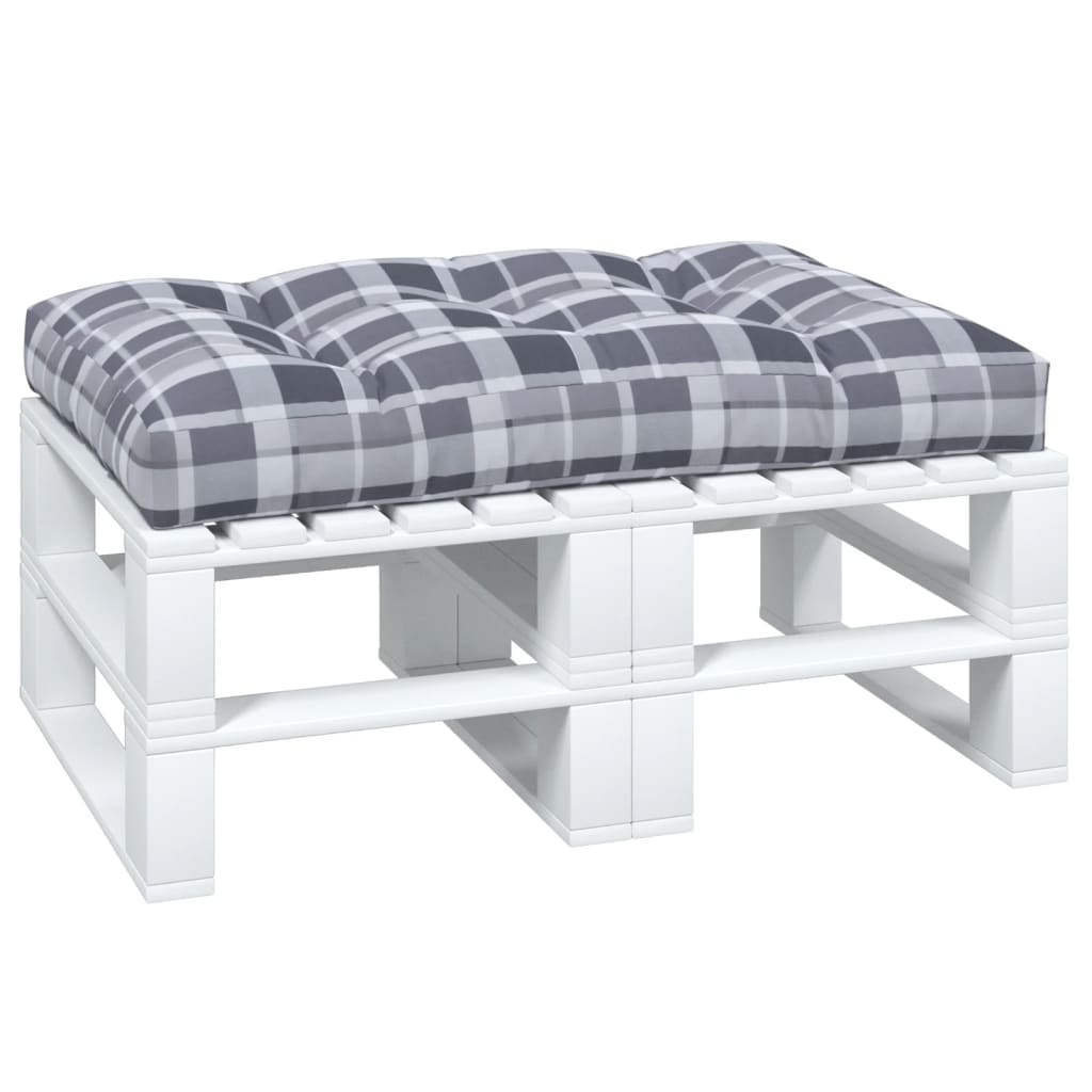 Grey Checkered Pallet Cushion 120 x 80 x 12 cm Fabric