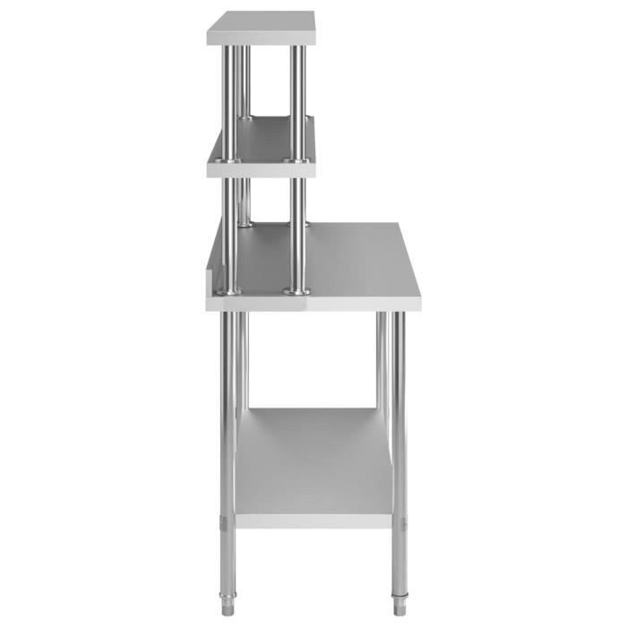 VidaXL Table de travail de cuisine avec étagère 120x60x150 cm Inox