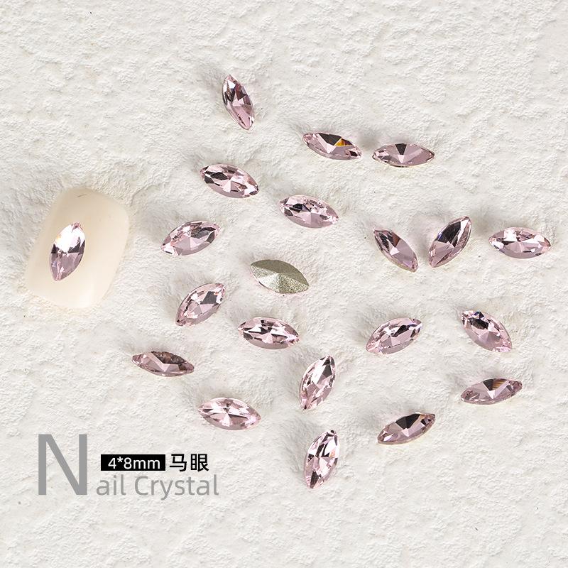 Xiaohongshu Nail Art Diamond, большая упаковка из 500 розовых заостренных нижних бриллиантов в форме капли воды, овальных бриллиантов K9 особой формы