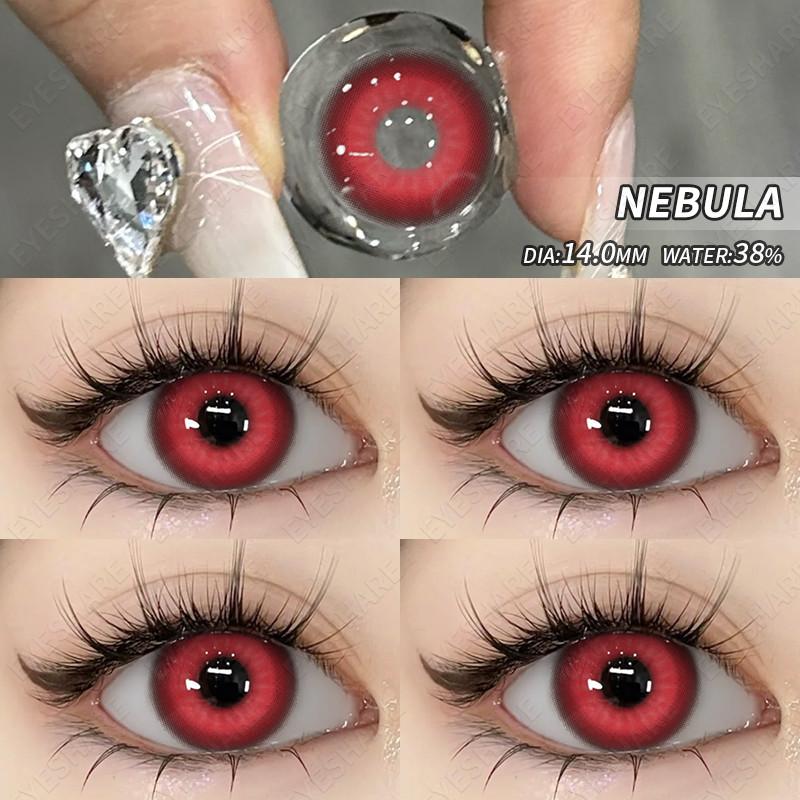 Eyeshare 1 Pair Red Cosplay Contact Lenses for Eyes Halloween Eye Makeup Lens Crazy Cosplay Party Accessories