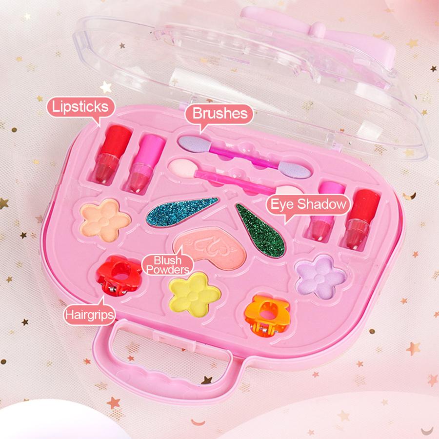 Princess Make Up Box Play House Toy Girls, Eye Shadow Makeup Cosmetics Handbag, Birthday Christmas Gift for Kids Party Cosplay