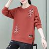 Women's Fall and Winter Padded and Thickened Long-sleeved Warm Sweatshirt Printed Round Neck Pullover Tops