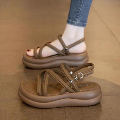 Женская обувь Коричневые сабо на платформе Пляжные сандалии для женщин Римский стиль Распродажа Роскошные Летняя распродажа Сандалии Обувь оптом Азиатский размер