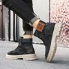 Men's High Top Denim Boots Workwear Retro Western Casual Short Boots Breathable Fabric Men's Shoes Fashionable Platform Boots