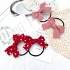 2pcs/set Fashion Wave Point Red Bowknot Double Horsetail Head Rope Headwear Hair Rope