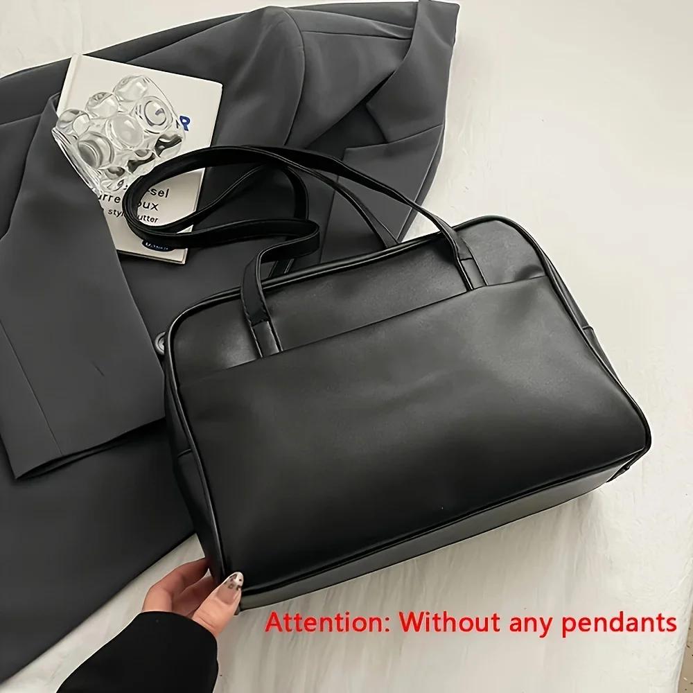 Fashionable Women's Bag, Leather Simple and Versatile Shoulder Bag, Zipper Closure, Large Capacity College Style Armpit Bags