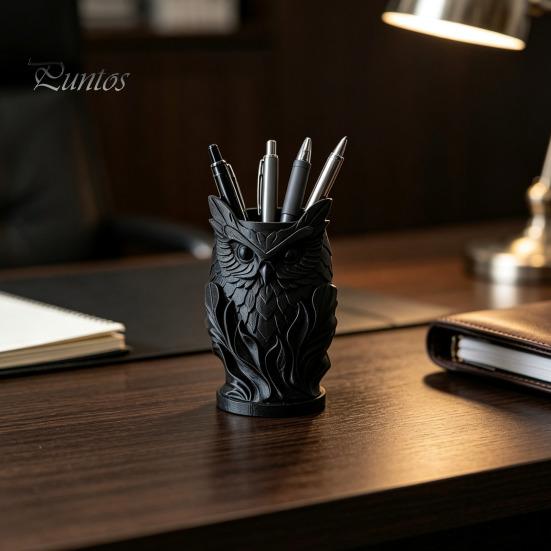 Настольный органайзер для канцелярских принадлежностей, 3D-печатка Сова, Держатель для ручек, Креативный настольный органайзер для офиса, Декор, Ретро рельефное животное, Контейнер для хранения, Карандаши