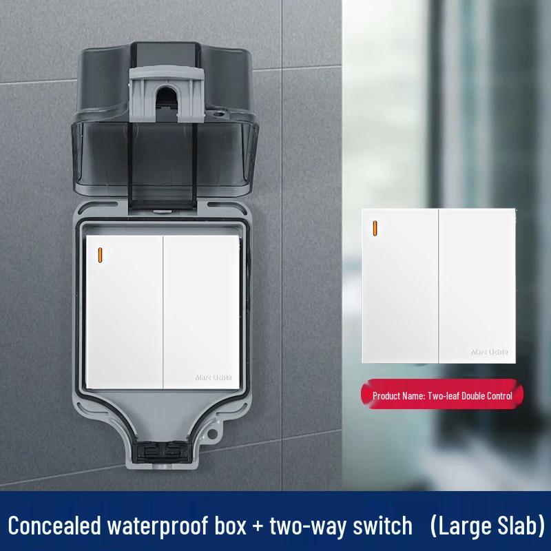 IP66 Waterproof Double-Control Switch with Outdoor Splash-Proof Cover, Wall-Mounted 86 Type Two-Gang/Three-Gang.
