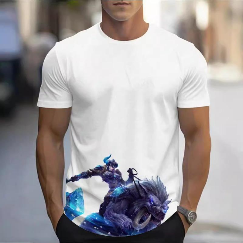 LOL Esports 3D Printed Summer Breathable Men's Casual Loose Round Neck Short Sleeve Top Thirts Men's