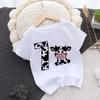 Модная футболка с коровкой на День Рождения 1-10 Лет Футболка на День Рождения Мальчишеская Футболка Девичья Футболка для Вечеринки Одежда с Принтом Коров Дети Подарки Модные Топы Футболка