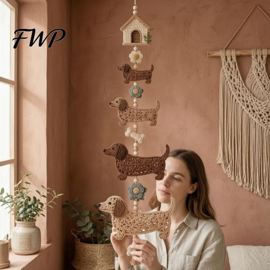 DIY Crochet Kit Garden Cascade Kit, Butterfly/Halloween/Flower/Bee/Bird/Dog Theme, Spring Hanging Ornament Handmade Wall Pendant for Crafts