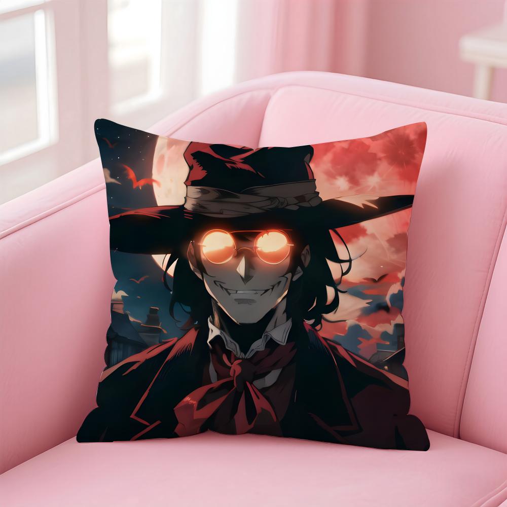 Dark Japanese Anime HHellsing Ultimate Cushion Cover Pillow Case Soft Skin Friendly Fabric  Concealed Zipper