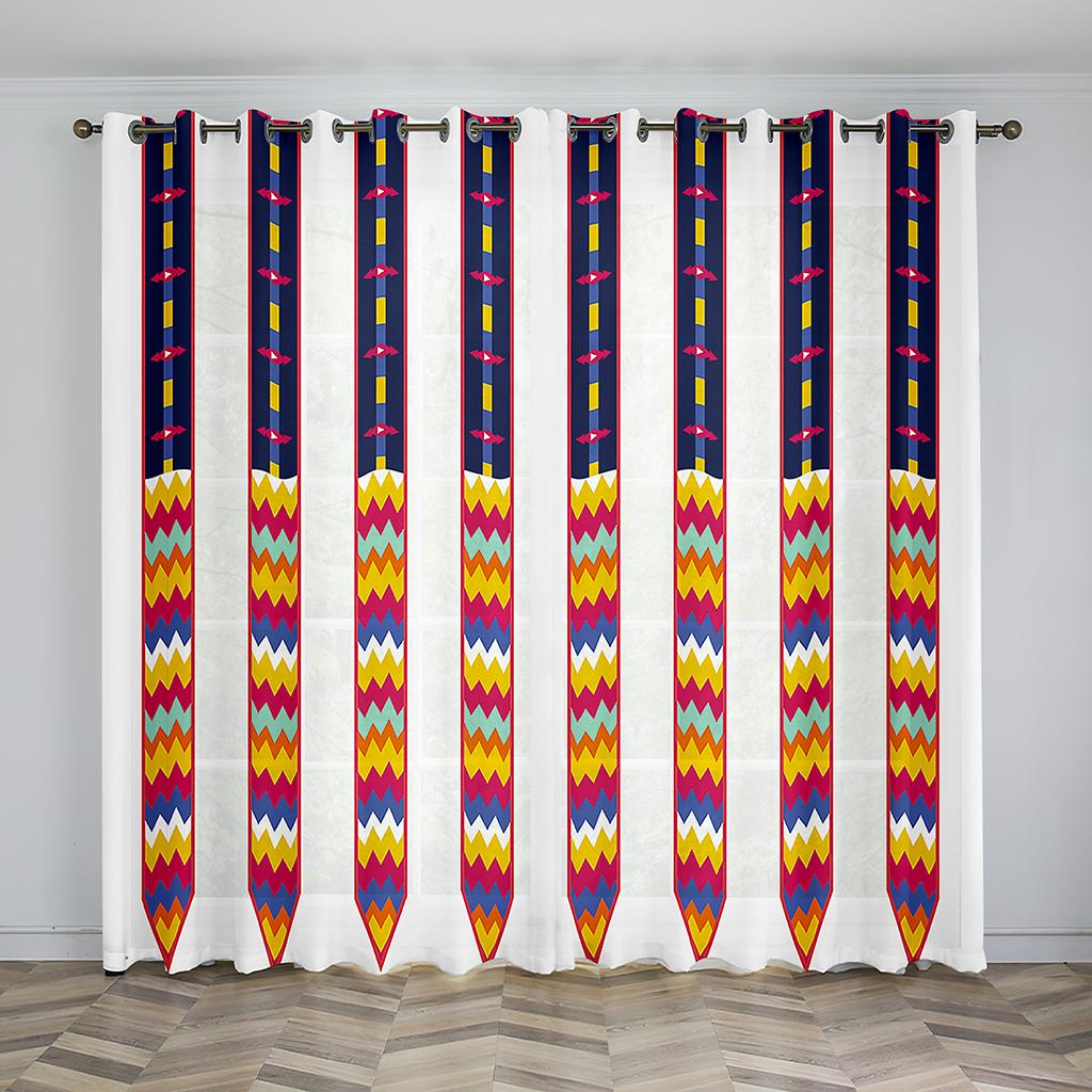 Luxury Gold Bohemian Stripes Curtains for Living Room Bedroom European 3D Print Windows Backdrop Treatment Drapes 2 Pieces