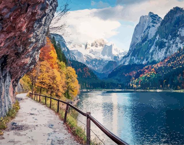 5d Алмазная картина Водопад Мозаика Пейзаж DIY Алмазная вышивка Природа Горная стена Искусство Рукоделие