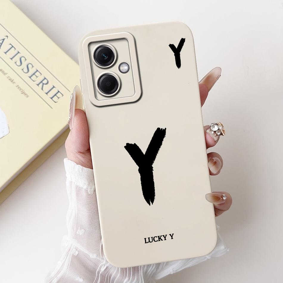For Xiaomi Redmi Note 12 5G Lucky Initial Letter Phone Case For Redmi Note 12 Pro 5G Note12 Soft Silicone Shockproof Bumpers