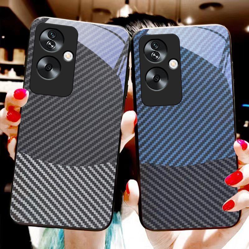 Двухцветные полосы для Oppo A79 5G 58 78 74 60 4G Reno 11F Realme GT 6 11 Note 50 10 C55 X2 Закаленное стекло Черный чехол для телефона