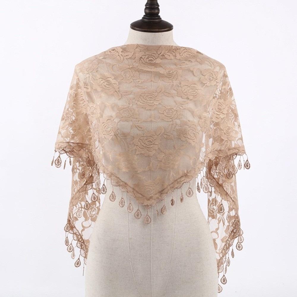 Sun Protection Printed Wraps Colorful Flower Triangle Headband Elegant Lace Scarf Holiday