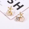 Новые асимметричные серьги-гвоздики с имитацией жемчуга и эмалью в виде морской звезды для женщин, свадебные украшения для девушек, леди, темперамент, кулон