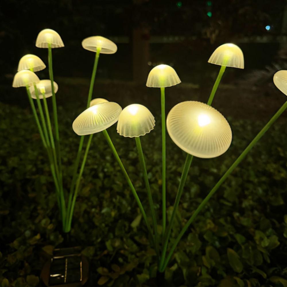 Солнечные садовые светильники, двухрежимные светодиодные светильники-грибы на солнечных батареях, водонепроницаемые светлячки, уличный декор для двора, патио, дорожки, теплые разноцветные светильники в виде медуз