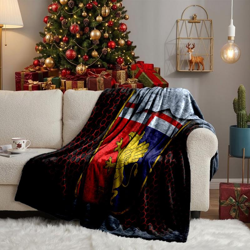 Lion Shield Genoa Throws Blanket Flannel Blankets Plush for Couch Bed Gifts for Men Women Travel picnic blanket Christmas fan gifts
