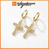 Xiaomi Gold Plated Stainless Steel Cross Dangle Hoop Earrings For Women Cubic Zirconia Vintage Gothic Drop Earrings Hip Hop Jewelry