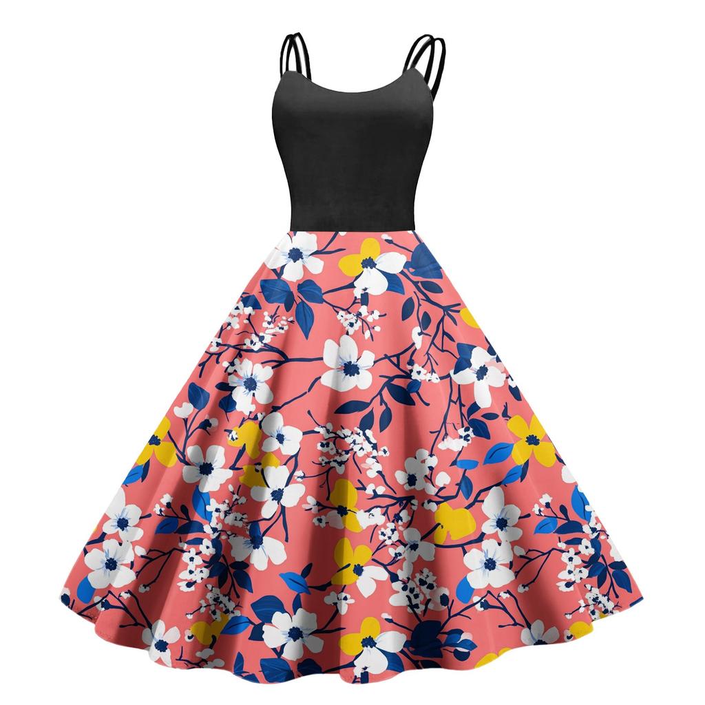 Women's Casual Fashion Print Sexy Off Shoulder Punk Retro Dress Retro Dress Dress