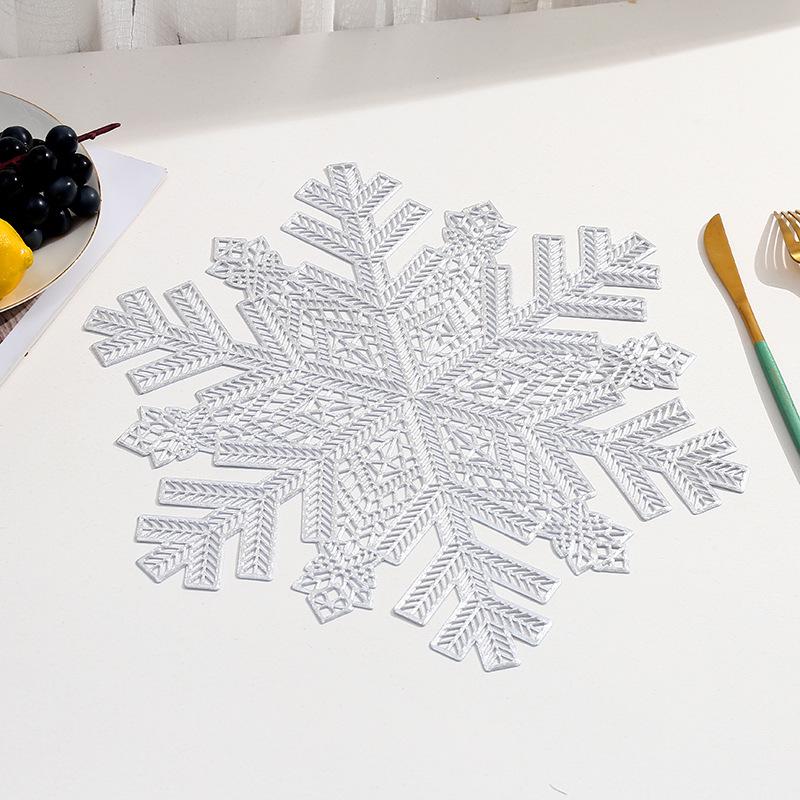Снежинка ПВХ Рождественский Плейсмат - Горячее тиснение Рождественское украшение стола для западных ресторанов