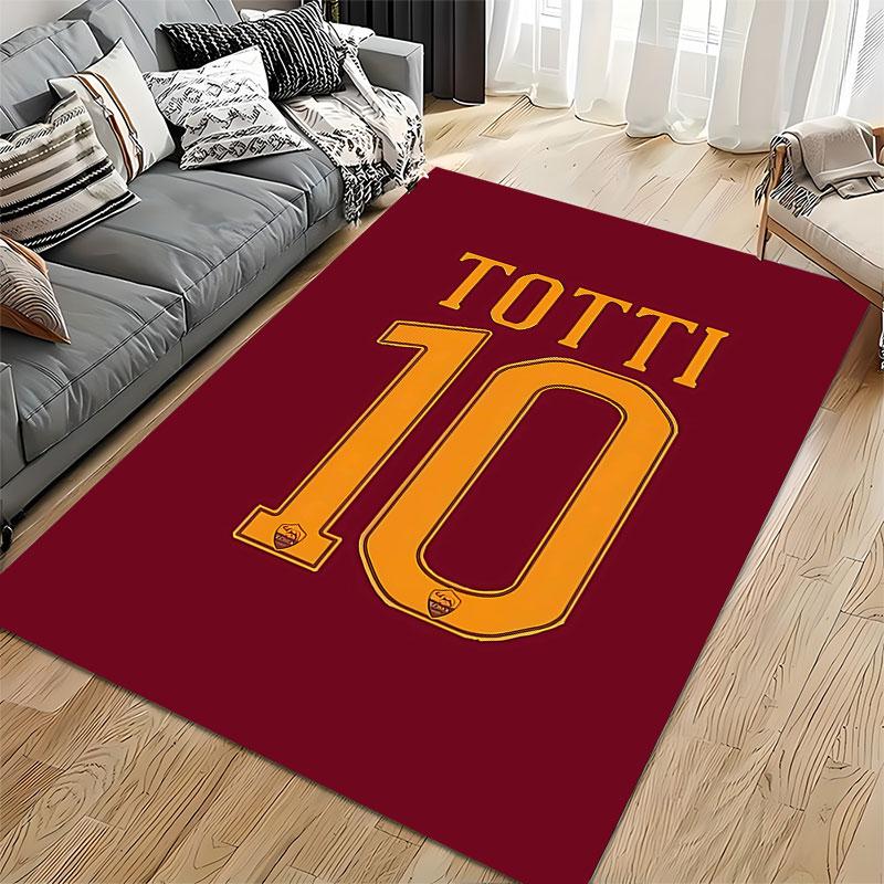 Totti 10 Red Football Carpet suitable as a non-slip mat for the living room or bedroom sofa