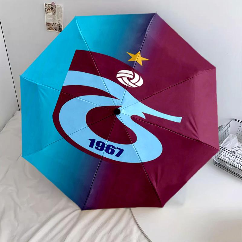 1 PC Automatic Folding Umbrella - Trabzonspor Pattern Portable Foldable Design With 8 Ribs Christmas Birthday Gifts