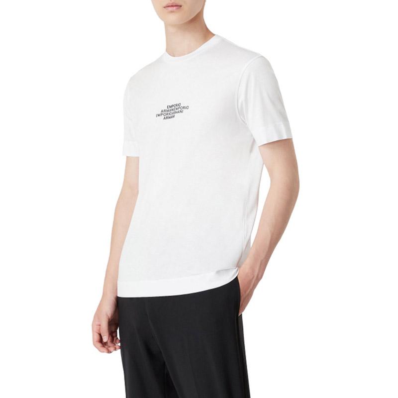 Emporio Armani FW21 Белая мужская футболка с коротким рукавом и круглым вырезом с буквой 6K1T62-1JUVZ-0100