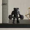 Украшение Животное 3D Печатная Фигурка Бульдога для Фитнеса, Современная Мускулистая Статуэтка Собаки со Штангой для Декора Домашнего Офиса, Черная Скульптура для Рабочего Стола Мышцы