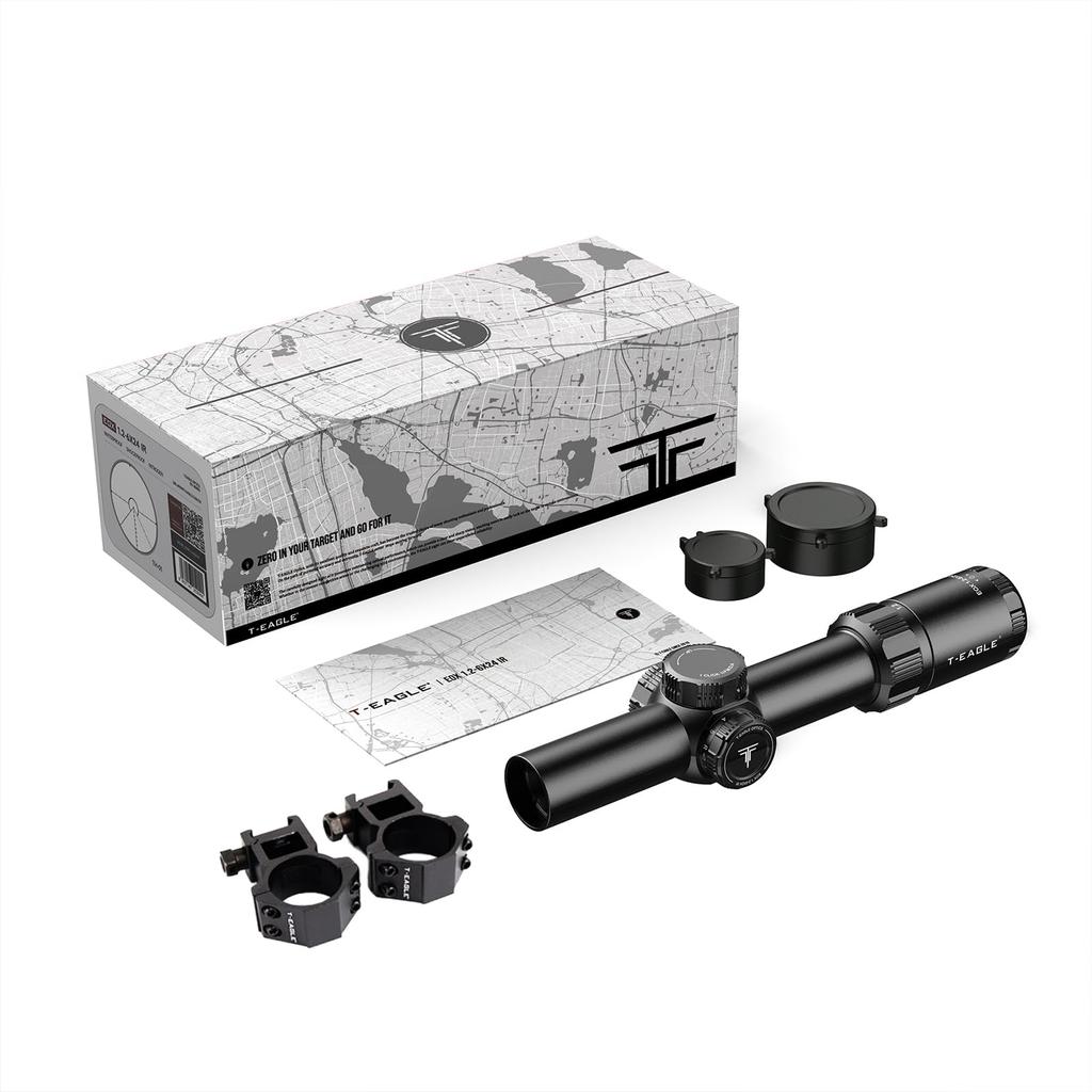 Прицел для винтовки с переменным увеличением, короткоствольный прицел для выживания, в комплекте кольцо для крепления прицела T-EAGLE EOX1.2-6x24IR (BK)