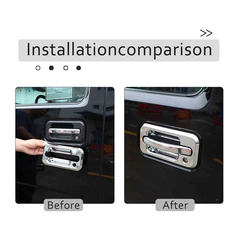 For Hummer H2 2003-2009 ABS Silver / Black Car Door Handle Cover Trim Sticker Accessories