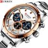 Luxury New Mens Stainless Steel Band Wristwatches for Men Casual Fashion Quartz Clock Mens Chronograph Watch with Date