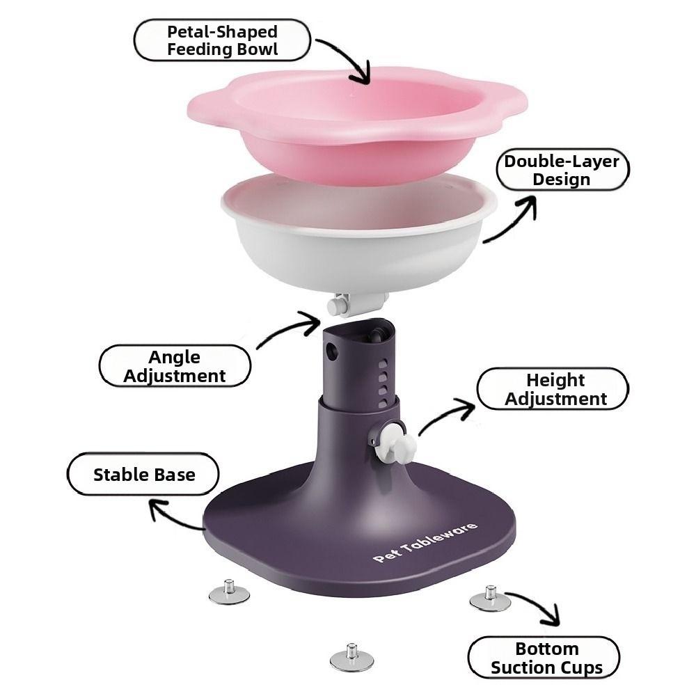 Creative Pet High Footed Bowl Adjustable Height Angle Non-Slip Cat Food Water Bowl Cartoon Cute Pet Water Feeder Container