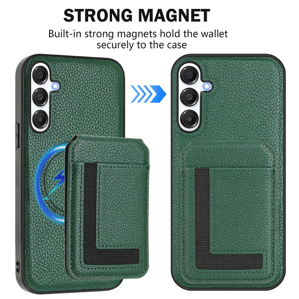 For Samsung Galaxy A25 5G (Global) (161.0 x 76.5 x 8.3mm) Magnetic Case TPU + PU Leather Phone Back Cover with Detachable Card Holder