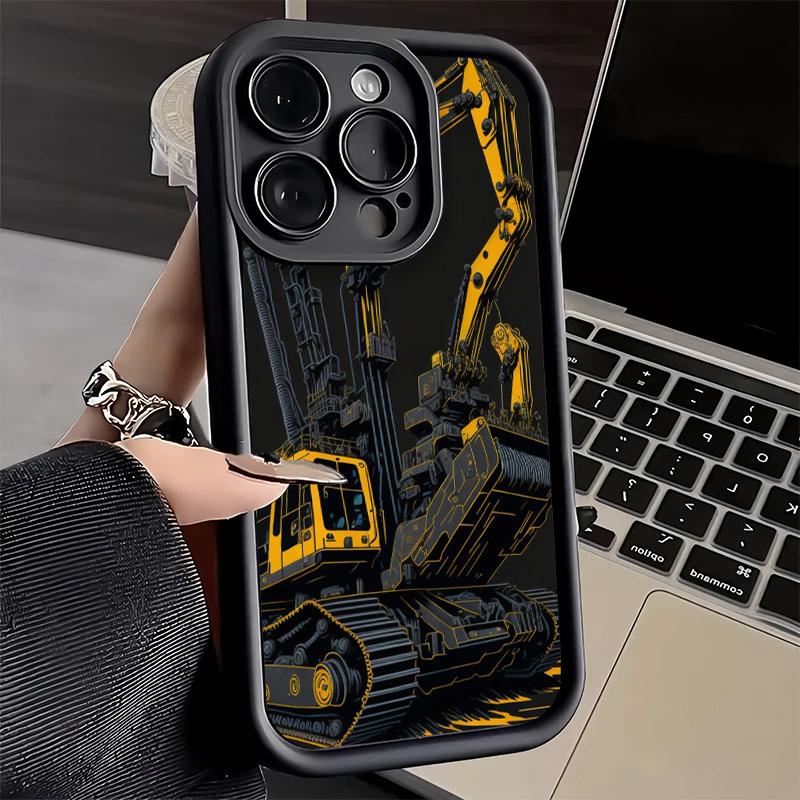 Чехол для телефона iPhone 17 Air 16E 15 16 Pro Max Строительная техника Крутой чехол 14 Plus 13 12 Mini Мягкий силиконовый Fundas