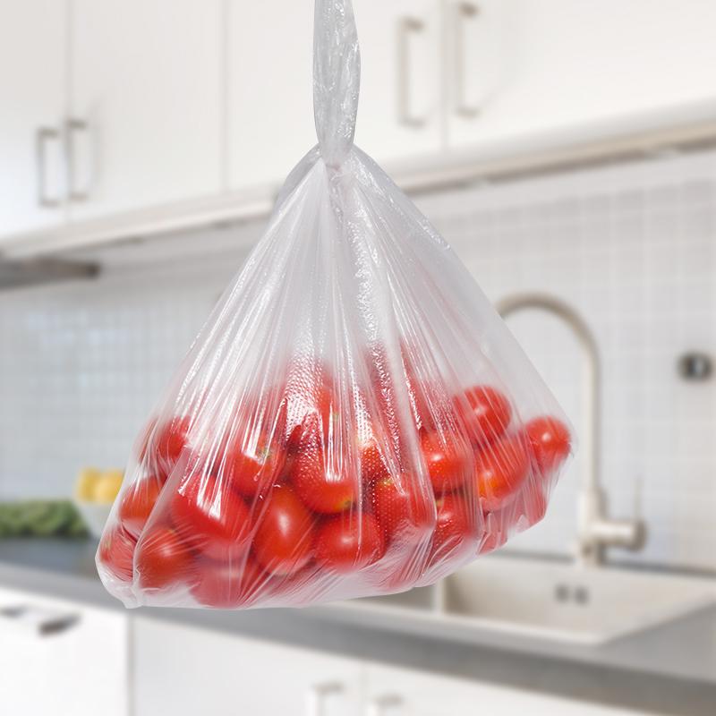MIAOJIE Extra Large Handheld Vest-Style Food Storage Bags, 100 Count, Strap Plastic Food Preservation Bags for Kitchen And Supermarket