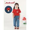 Youyou Girls' Summer Mushroom Embroidered Loose Denim Jeans