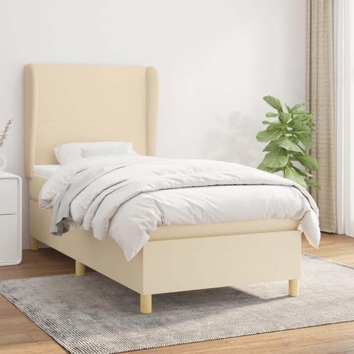 Maison Exclusive - Sommier à lattes de lit et matelas Crème 90x190 cm Tissu