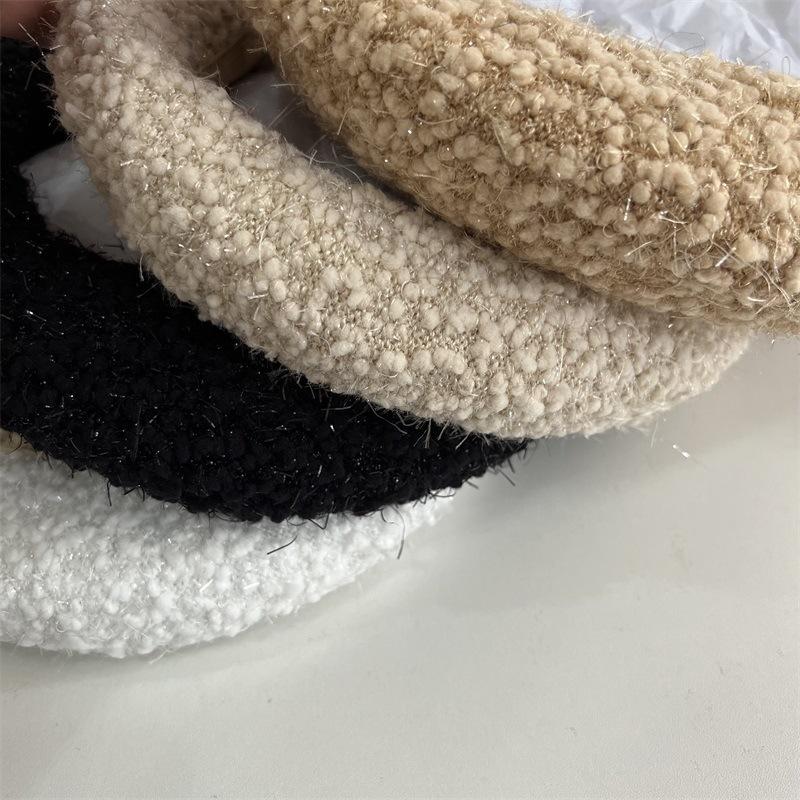 Trendy Shiny Peacock Yarn Beret Female British Retro Bud Hat Versatile Face Small Knitted Painter Hat