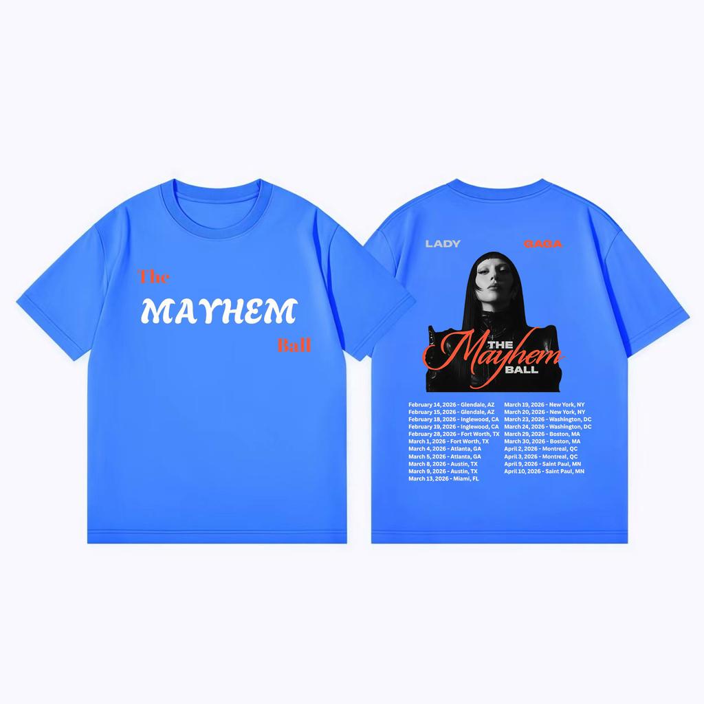 Lady Gaga The Mayhem Ball Tour 2026 Tshirt Men Women Fashion Vintage Short Sleeve Tshirts Summer Casual Loose Cotton T Shirts
