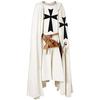 Mens Medieval Knight Crusader Templar Surcoat Halloween Costume with Hooded Cap Cloak Robe Cosplay Renaissance S-6XL