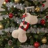 Cartoon Christmas Stocking Sock Pendant Bone Shaped 3D Dog Bone Stocking Hanging Ornament Exquisite Reusable