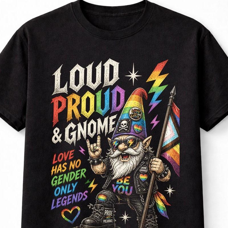 Pride Gnome LGBTQ Rainbow Love Is Love Graphic Unisex TShirt