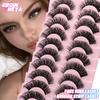 DD Curl Lashes 10 Pairs Russian Strip Lashes 3D Mink Eyelashes Natural Long Reusable Fluffy Eyelashes Extensions